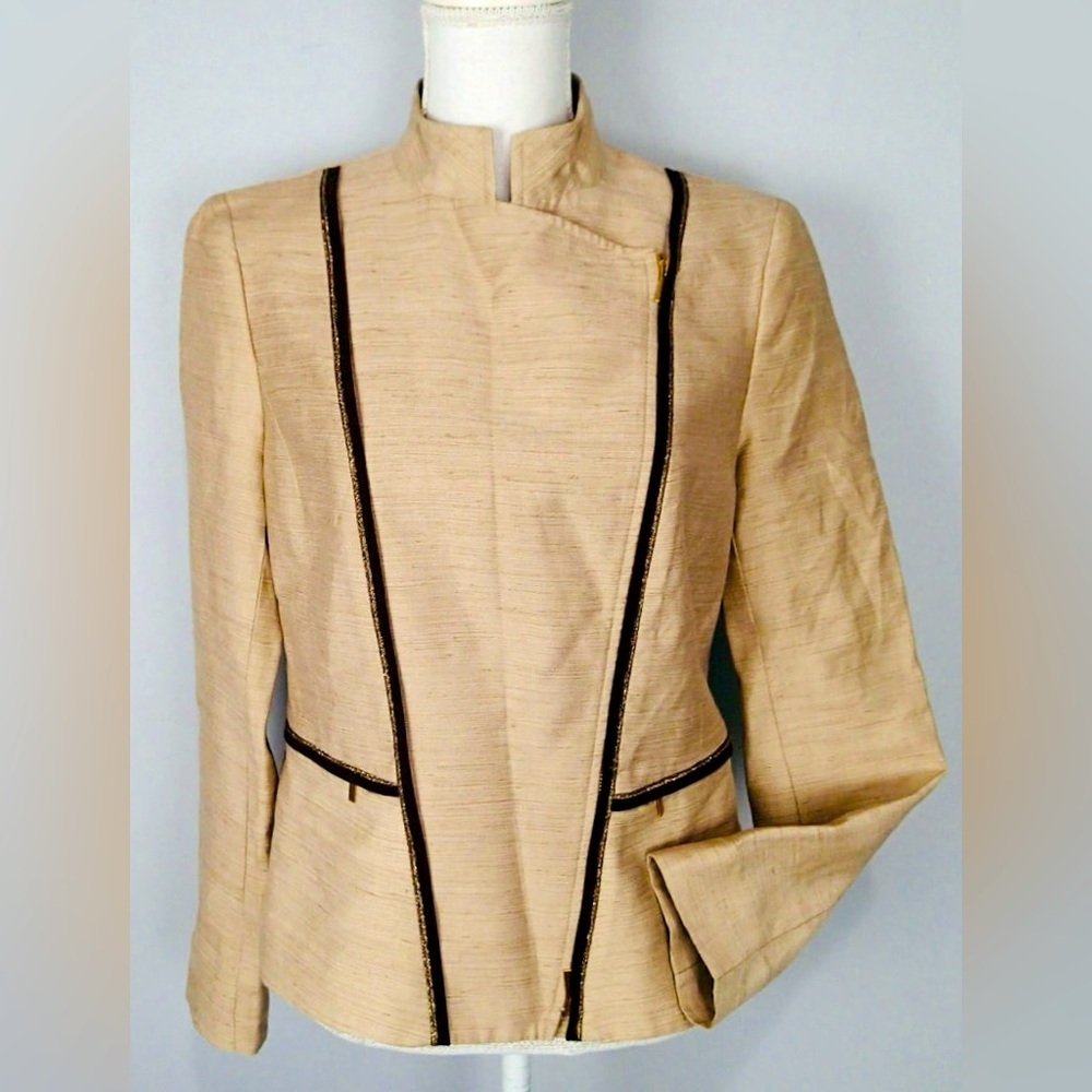 Jones New York Tan Blazer, Gold Detail, 8 - Picture 7 of 8